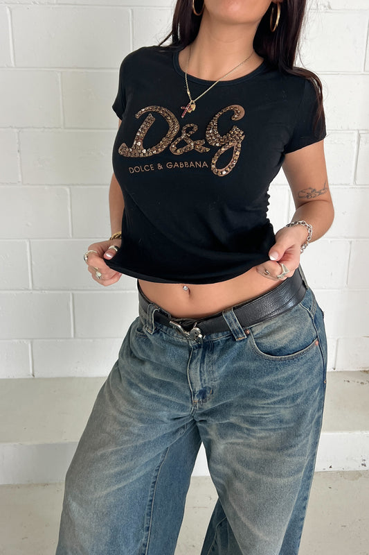 DOLCE & GABBANA black + brown hearts ★ Size large