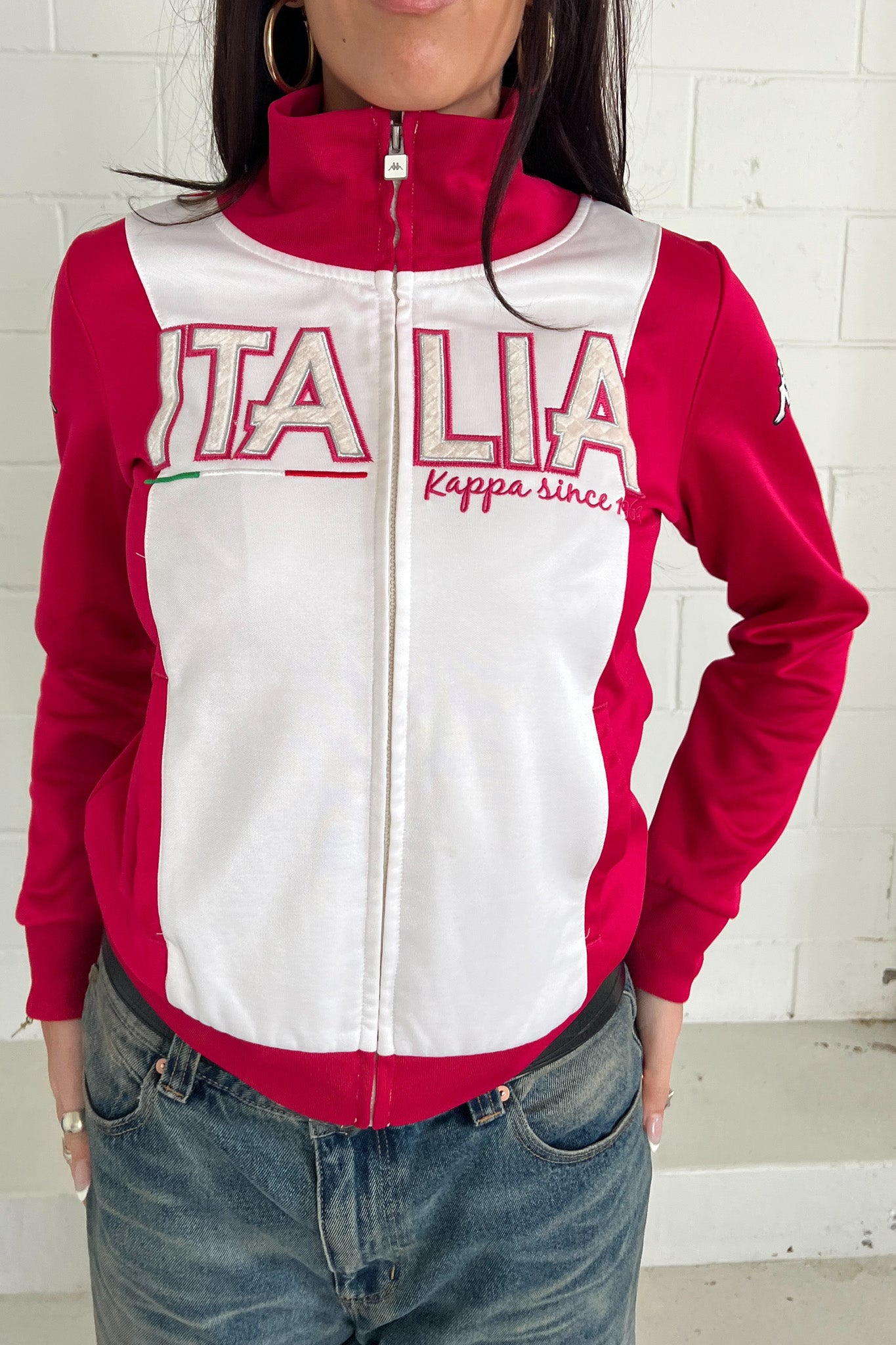 KAPPA hot pink jacket - Silver letter trimming ★ Size medium