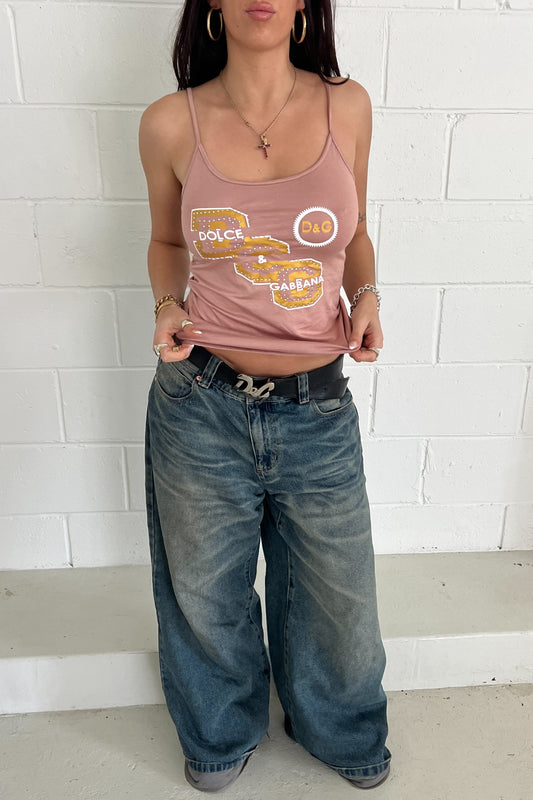 DOLCE & GABBANA plum embellished tank ★ Size XS