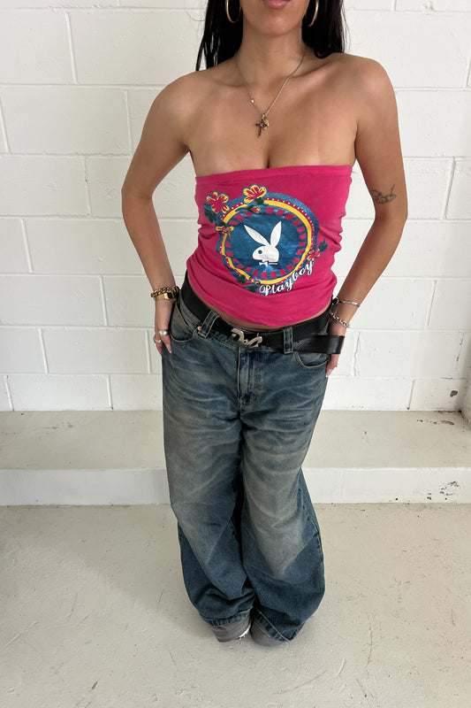 PLAYBOY hot pink + blue sparkle bandeau ★ Estimated size 6-8