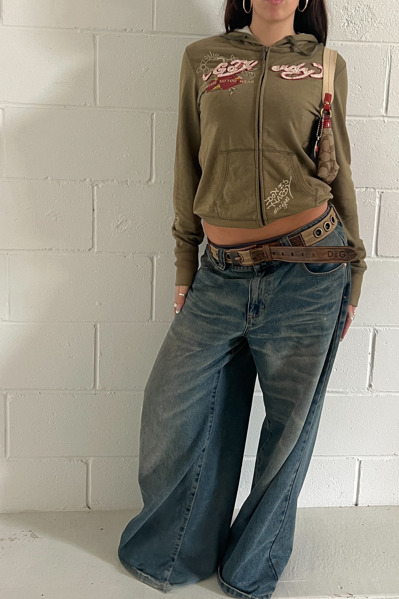 ED HARDY khaki zip up ★ Estimated size 8