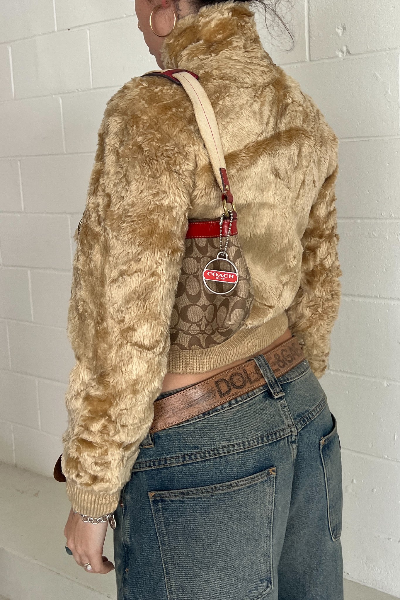 Caramel cuffed zip up jacket ★ Size estimated small
