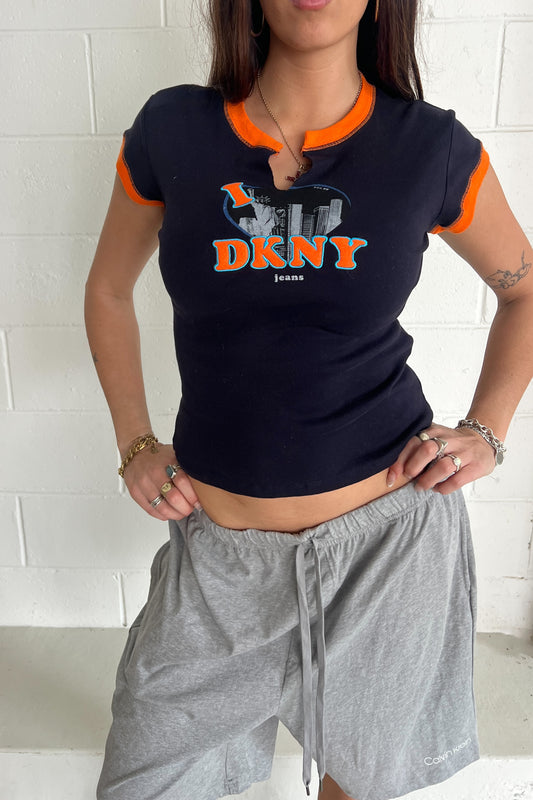 DKNY orange + navy spell out tank ★ Size medium