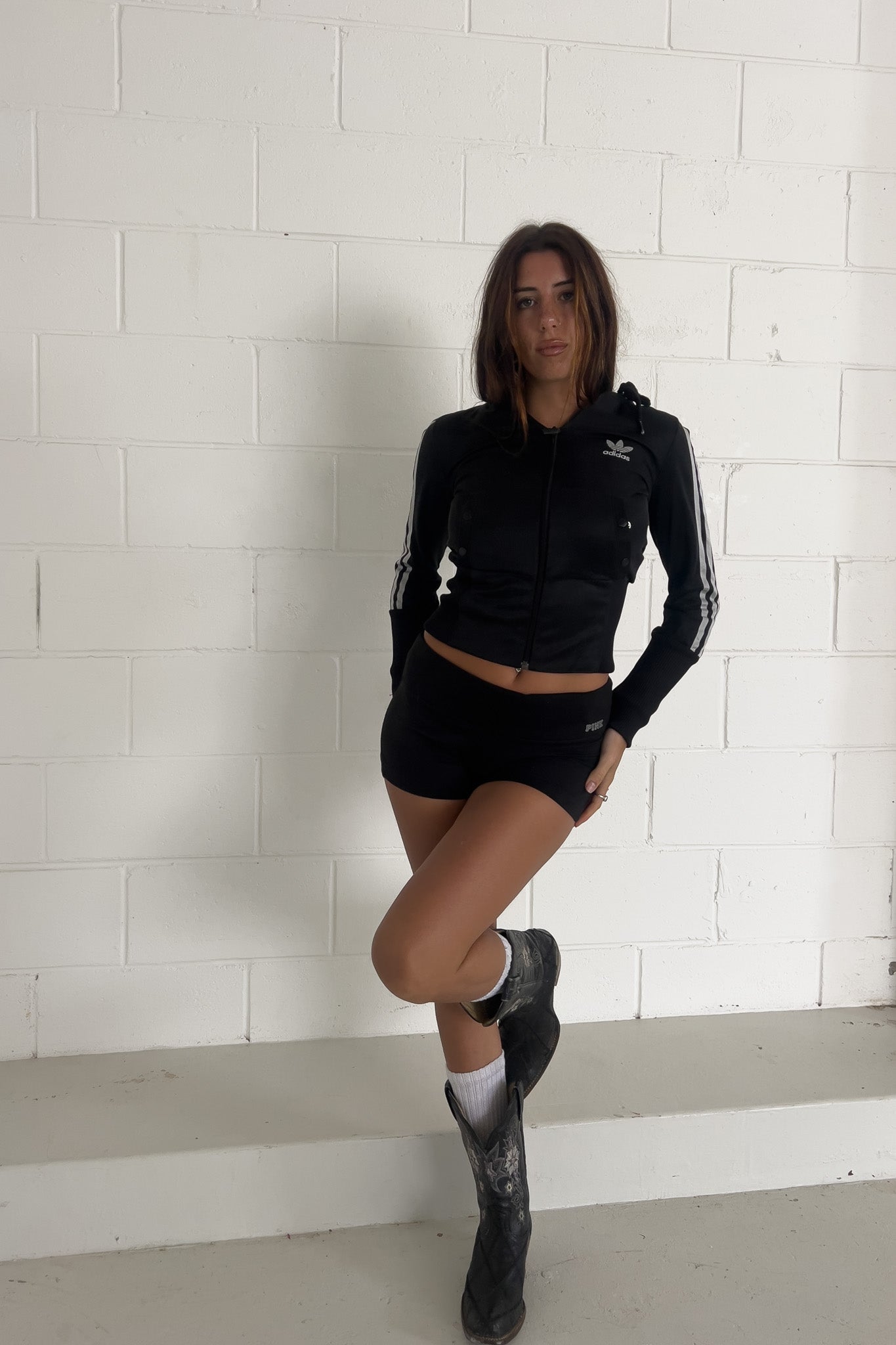 ADIDAS black & white zip up jacket  ★ Size estimated small