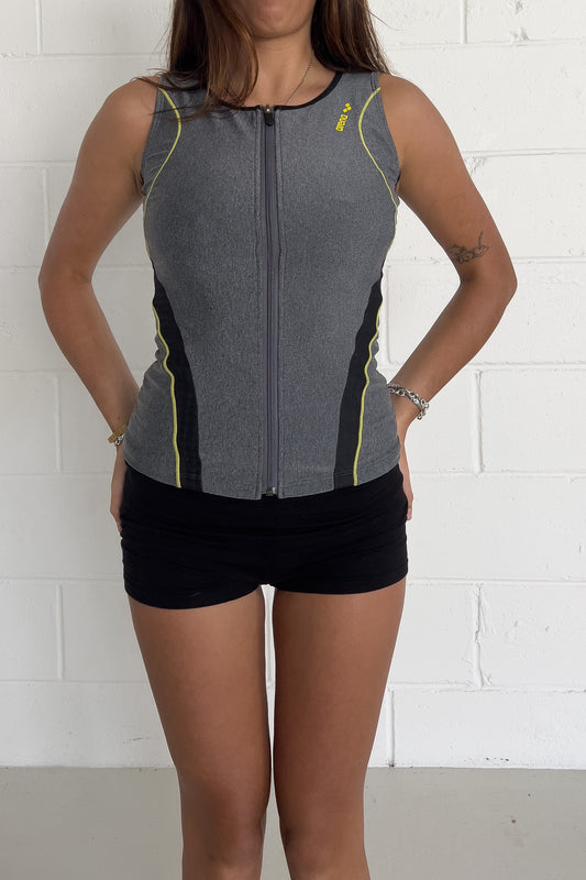 ARENA grey + yellow sport tank ★ Size estimated large