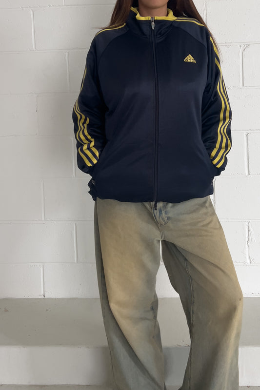 ADIDAS yellow + navy sports jacket  ★ Size large