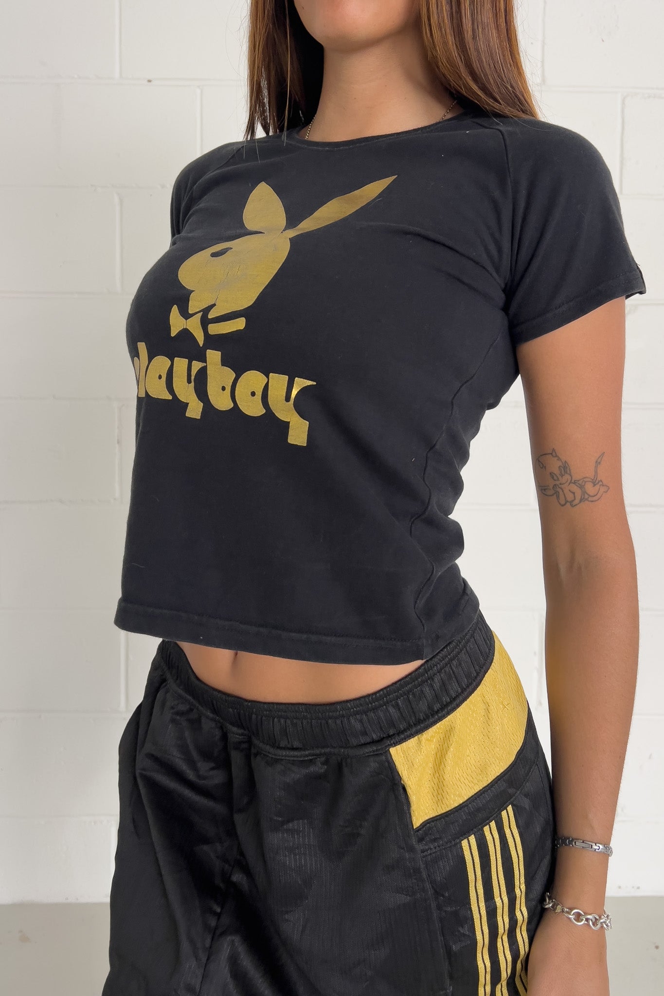 PLAYBOY black + gold top ★ Size estimated medium