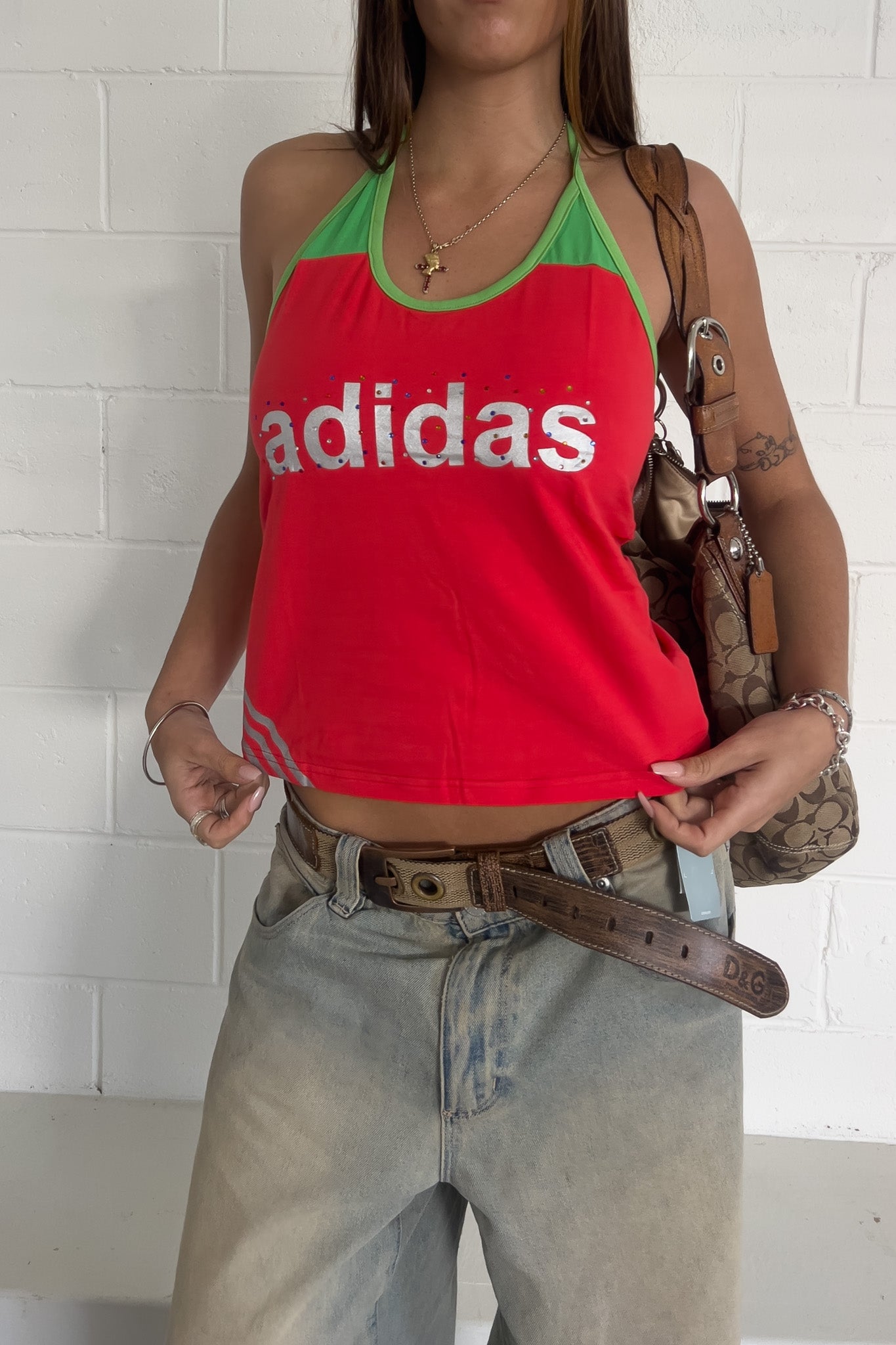 ADIDAS embellished red + green halter +  ★ Size labelled XL BNWT