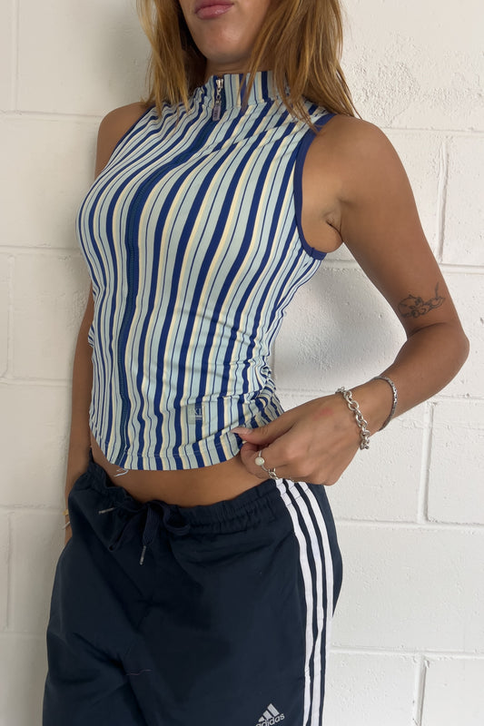 Blue + yellow pinstripe sport tank  ★ Size estimated medium