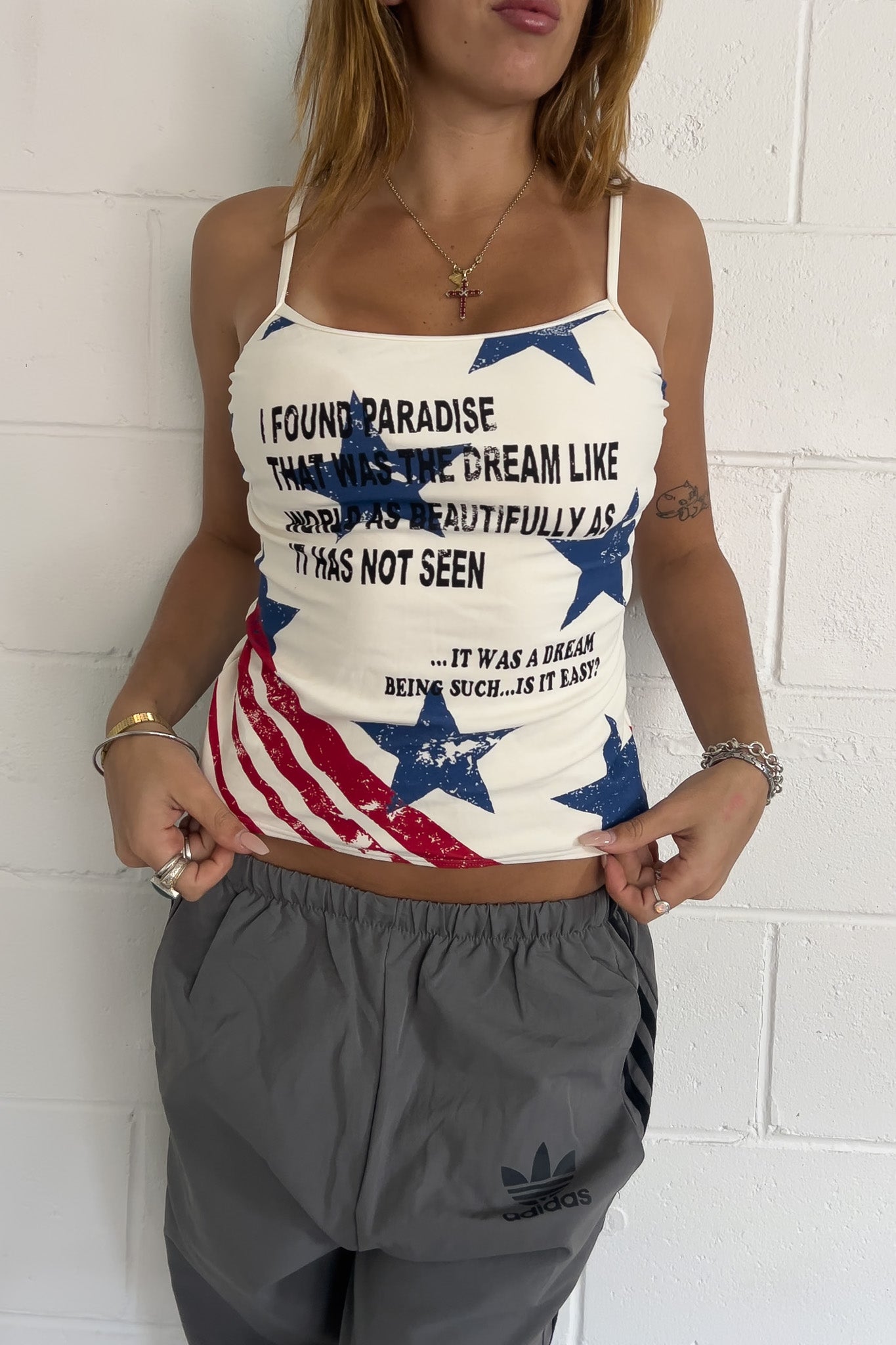 White star graphic summer tank ★ Size estimated small