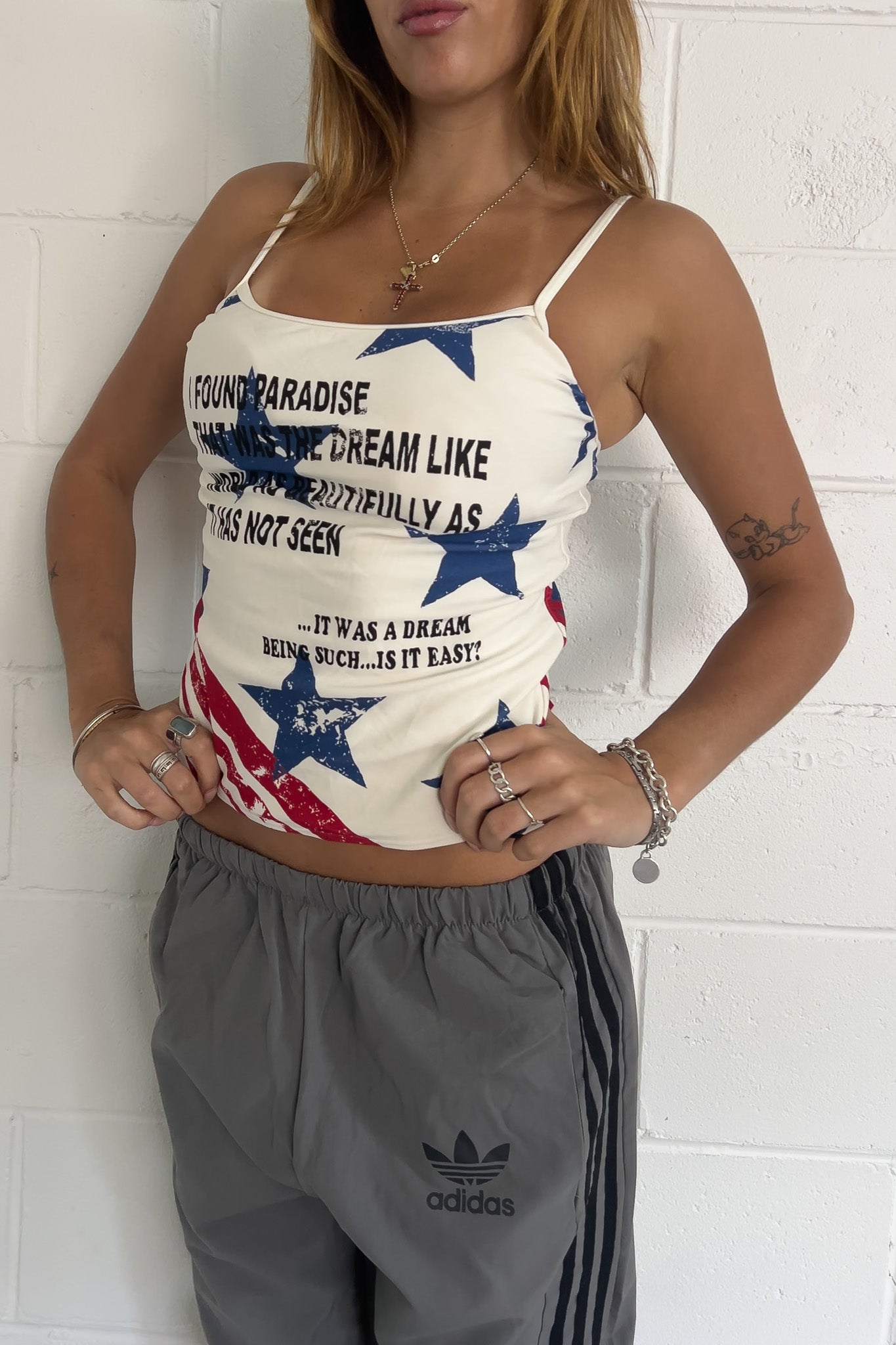 White star graphic summer tank ★ Size estimated small