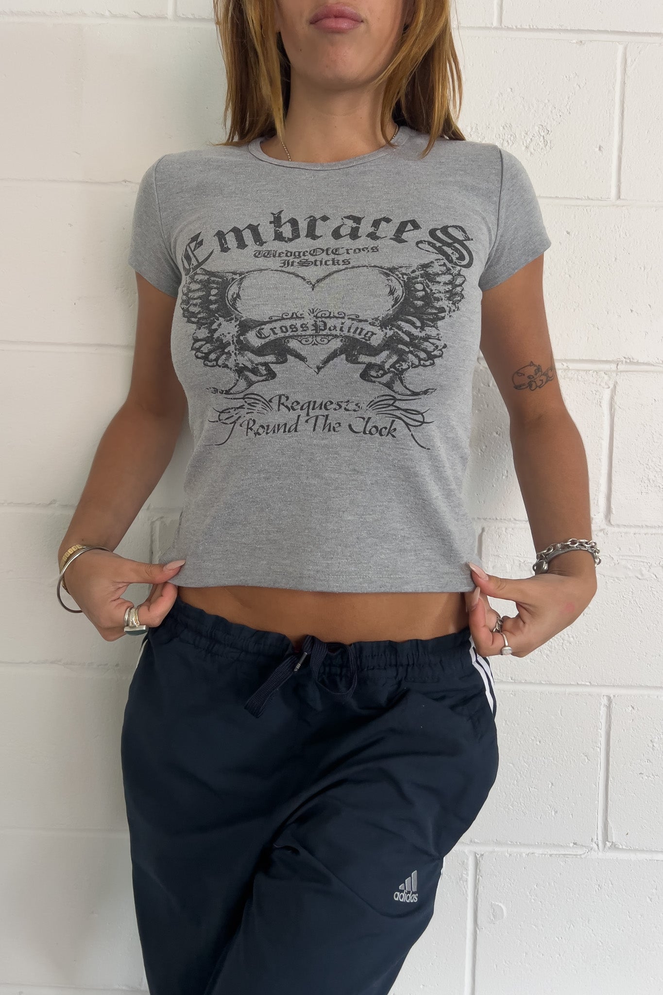 PENDORA black + grey graphic T-Shirt ★ Size estimated small