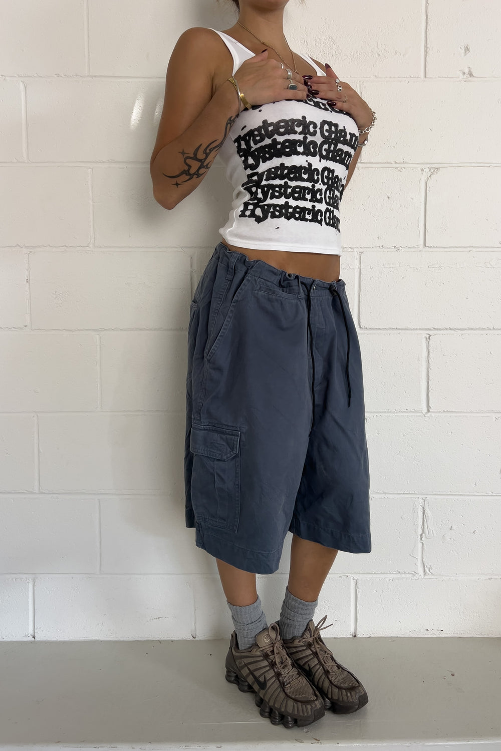 Navy cargo jorts  ★ Size one size (DRAWSTRING)