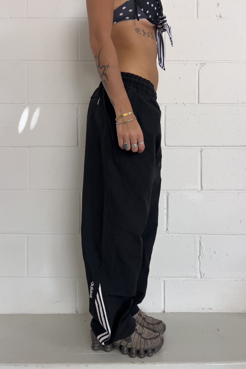 ADIDAS black + white trackpants ★ Size estimated large