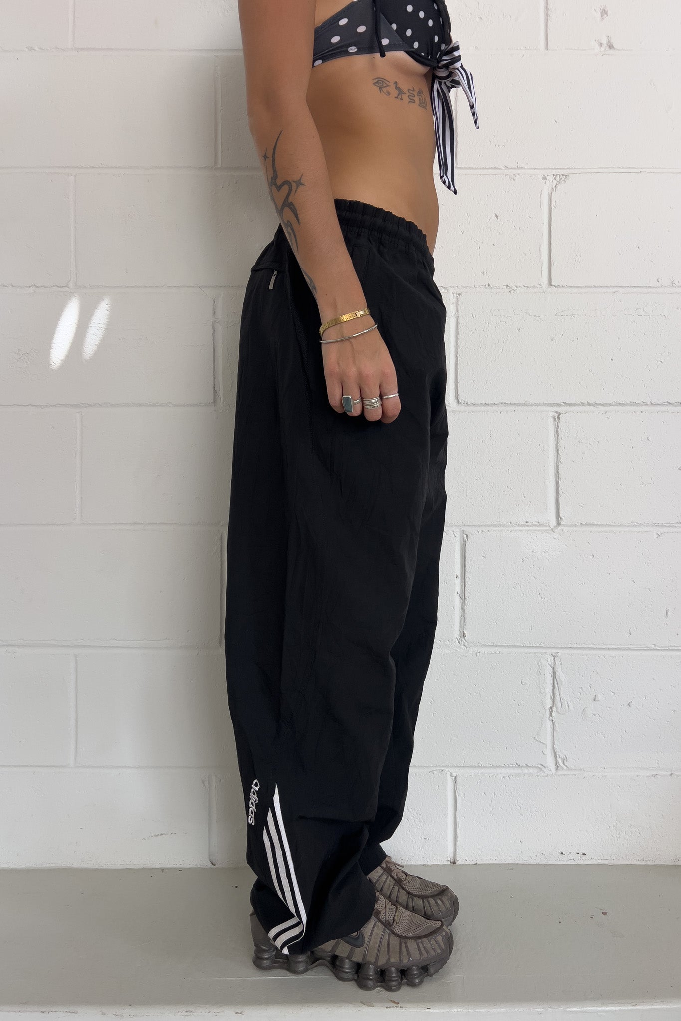 ADIDAS black + white trackpants ★ Size estimated large