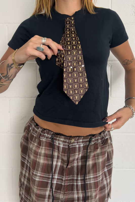 PLAYBOY monogram tie T-Shirt ★ Size estimated medium