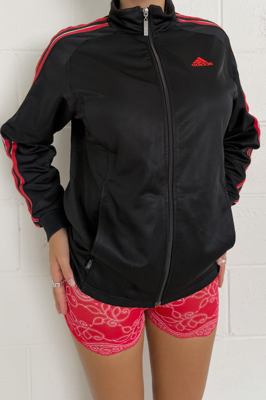 ADIDAS black + red sport jacket ★ Size estimated large