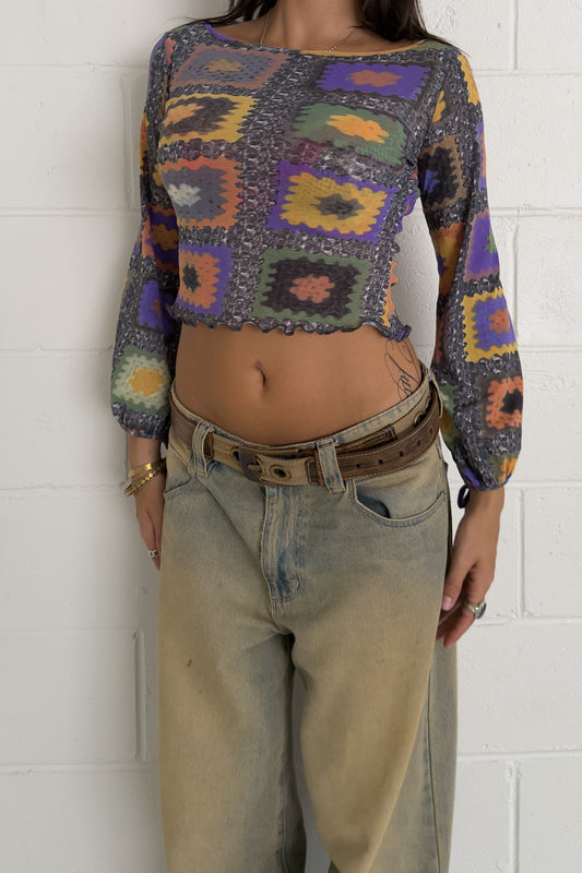 Mesh vintage knitted longsleeve  ★ Size estimated small