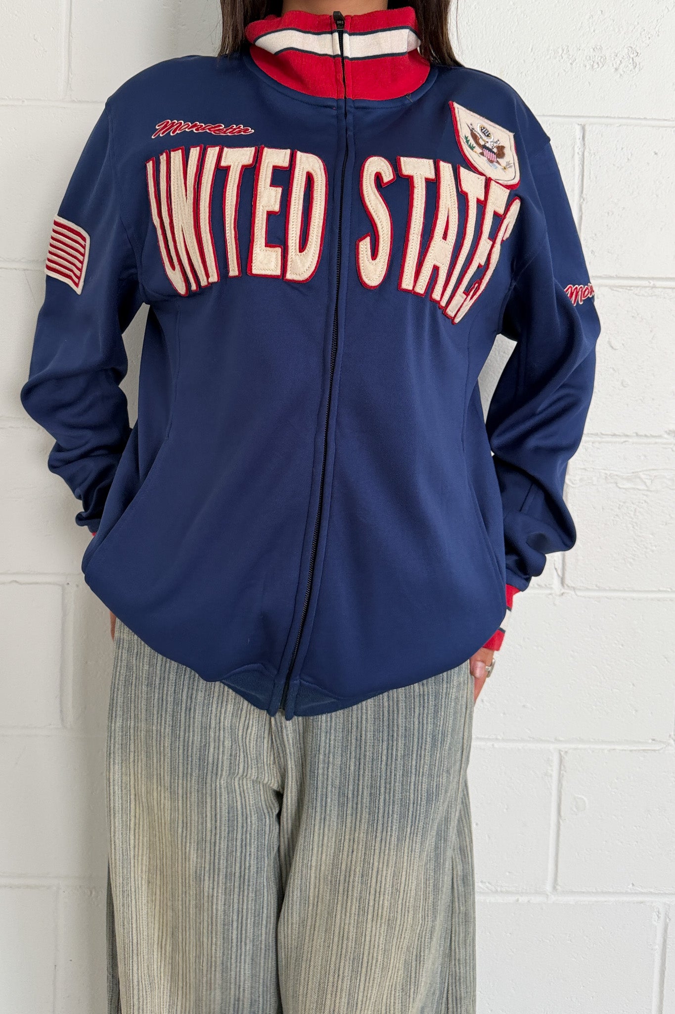 UNITED STATES navy zip up jacket ★ Size large