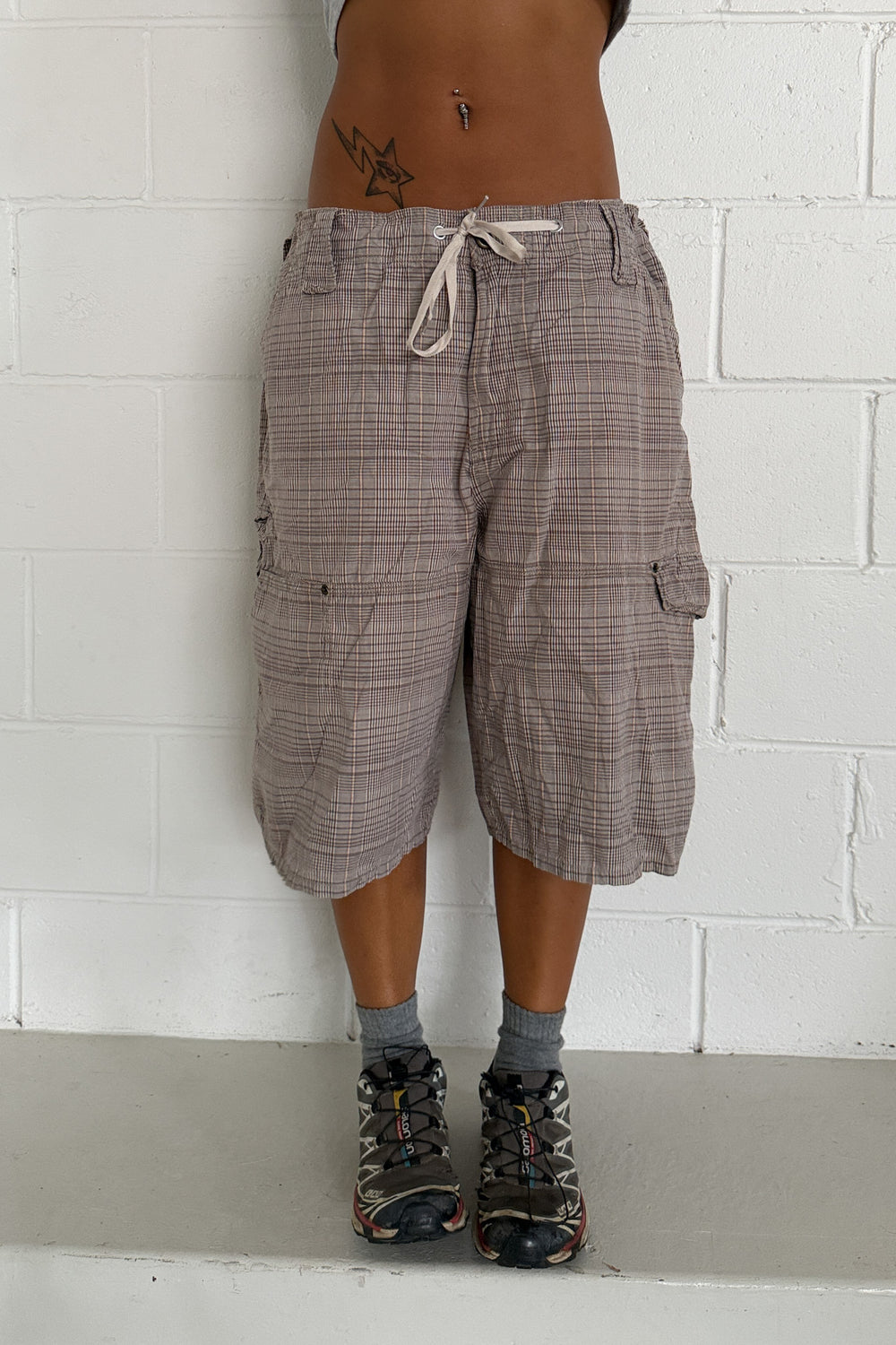 YUP plaid shorts ★ One size adjustable waist