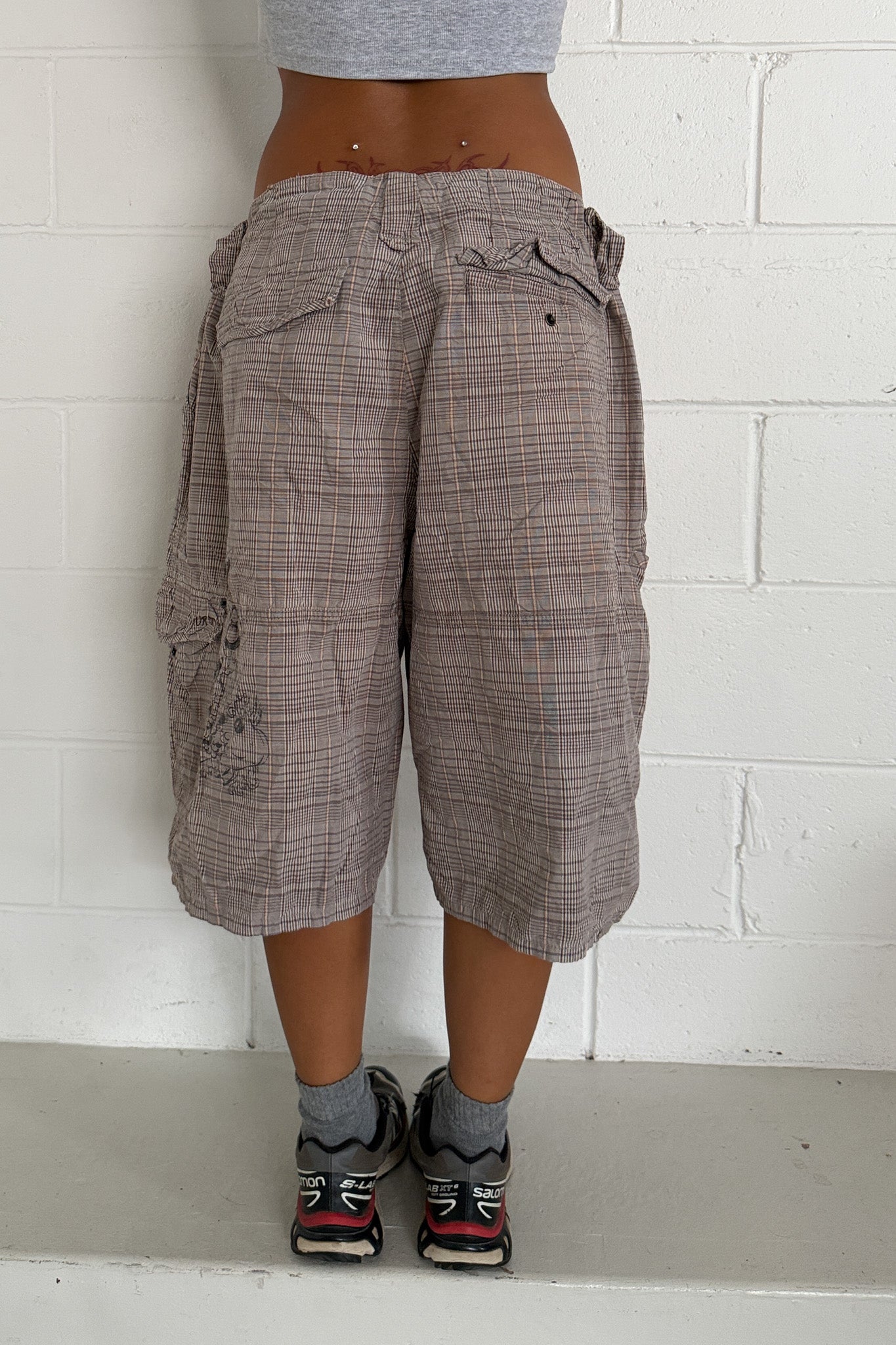 YUP plaid shorts ★ One size adjustable waist