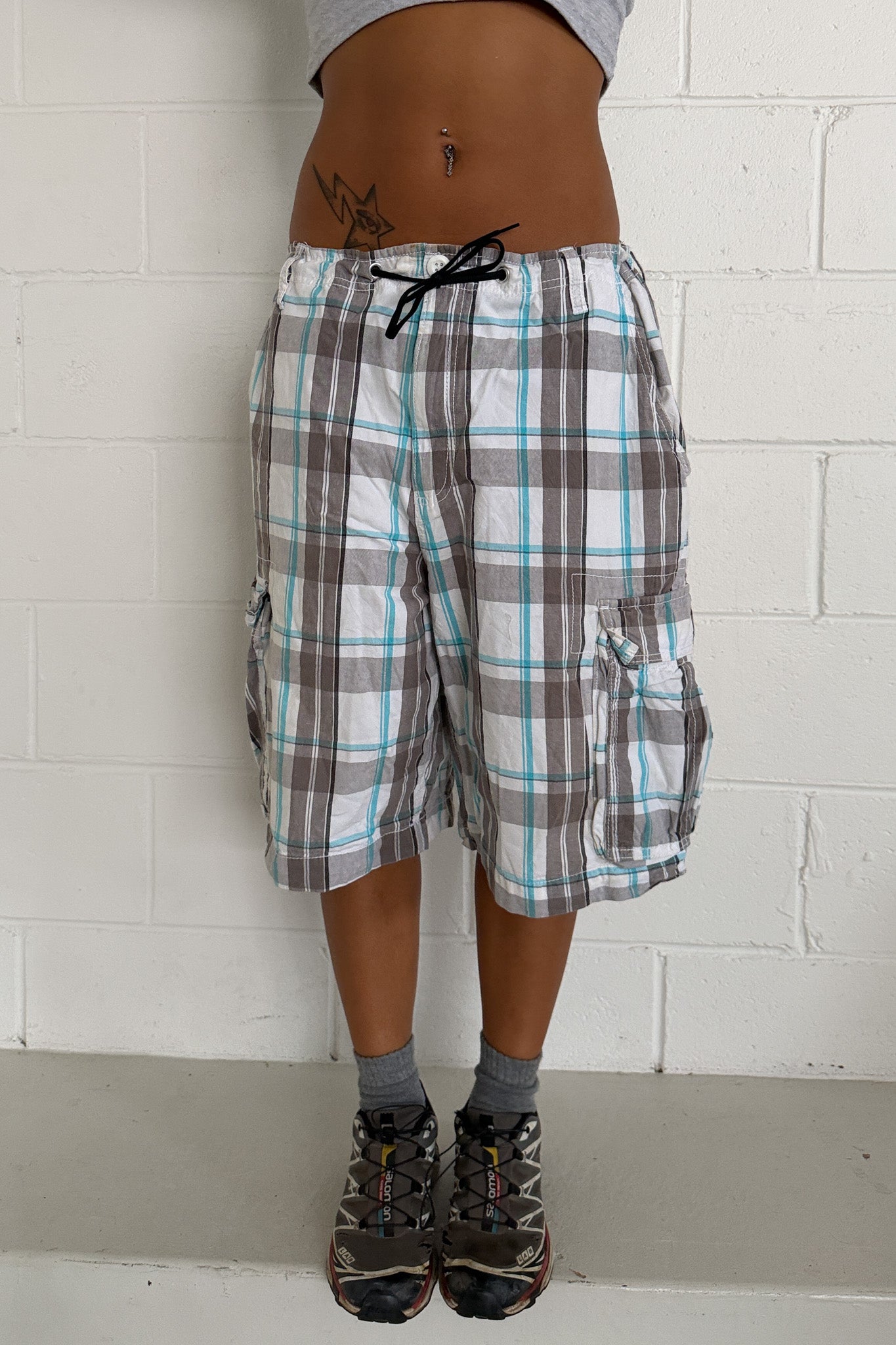 OP plaid shorts ★ One size adjustable waist