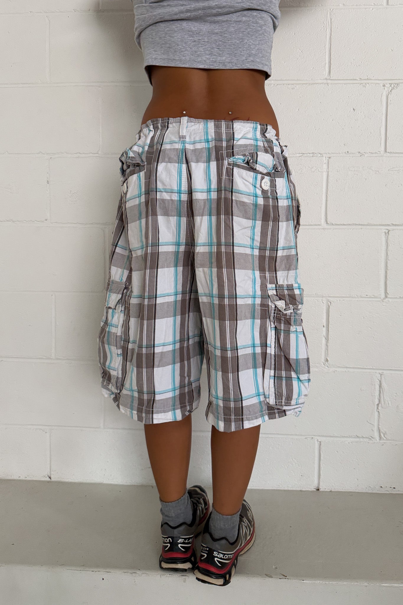 OP plaid shorts ★ One size adjustable waist