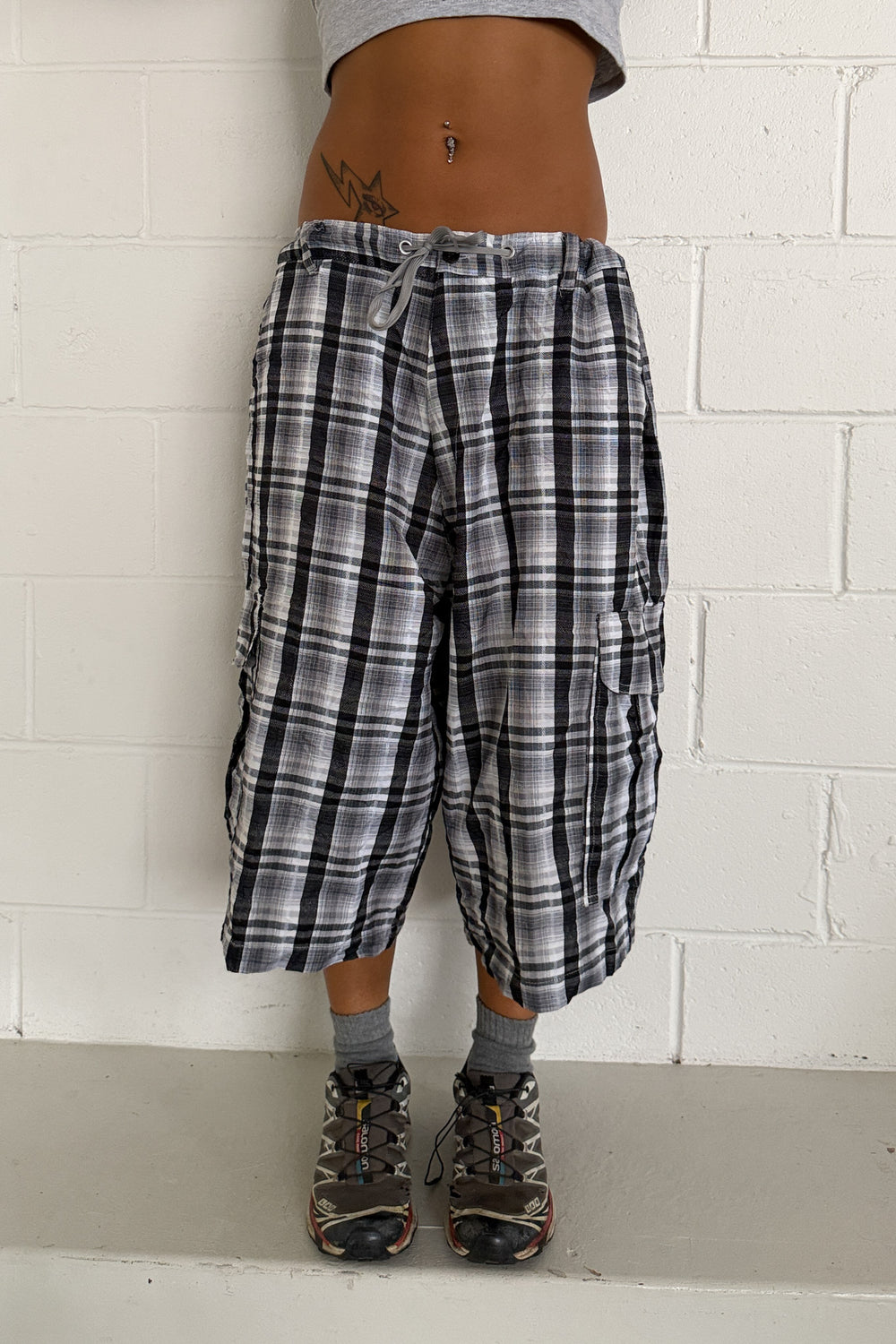 BEYOND THE LIMIT plaid shorts ★ One size adjustable waist
