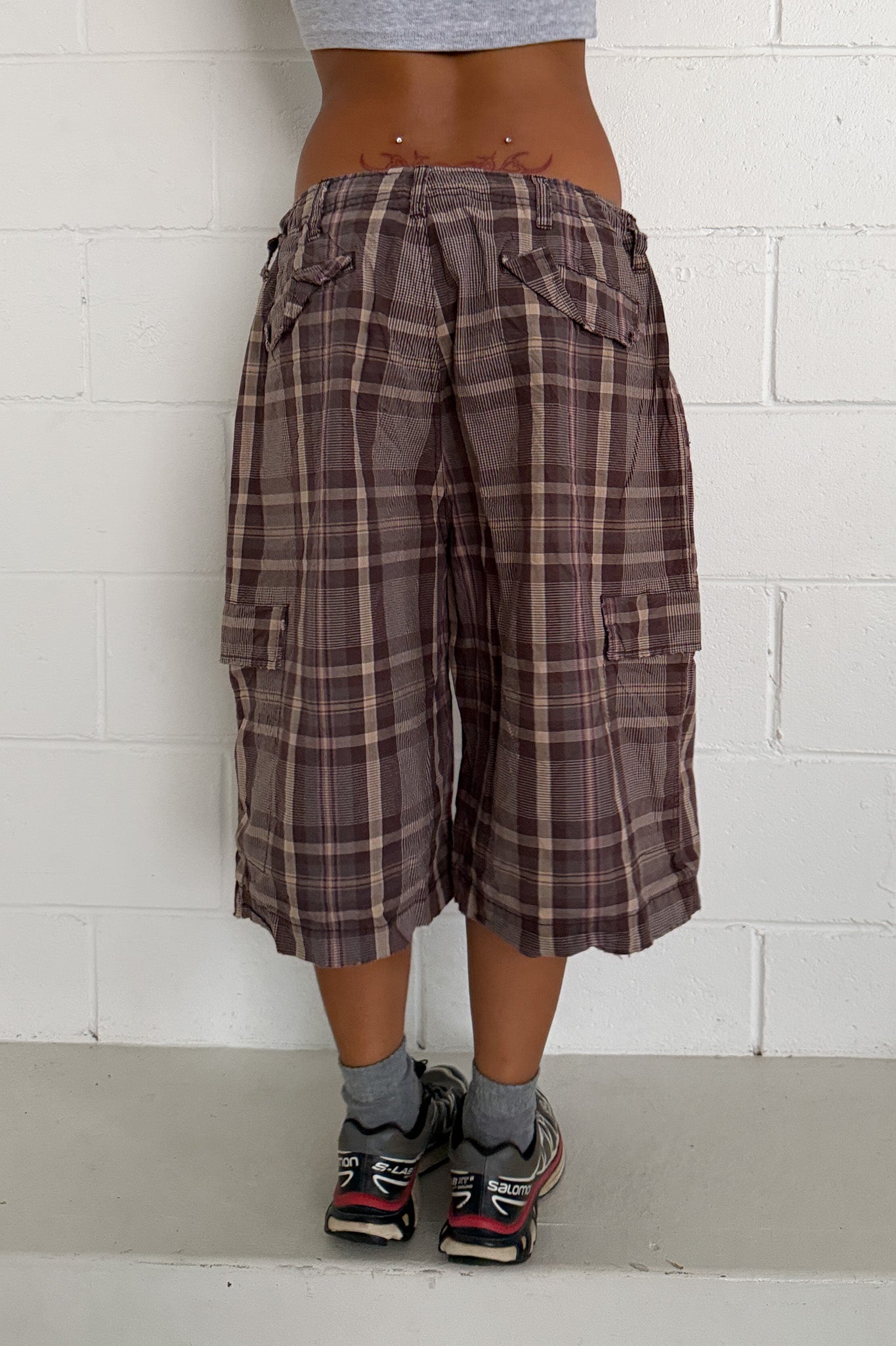 ARIZONA brown plaid shorts ★ One size adjustable waist