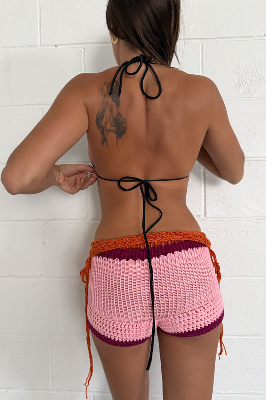 HANDMADE crotchet pink & orange booty shorts ★  Size estimated xs