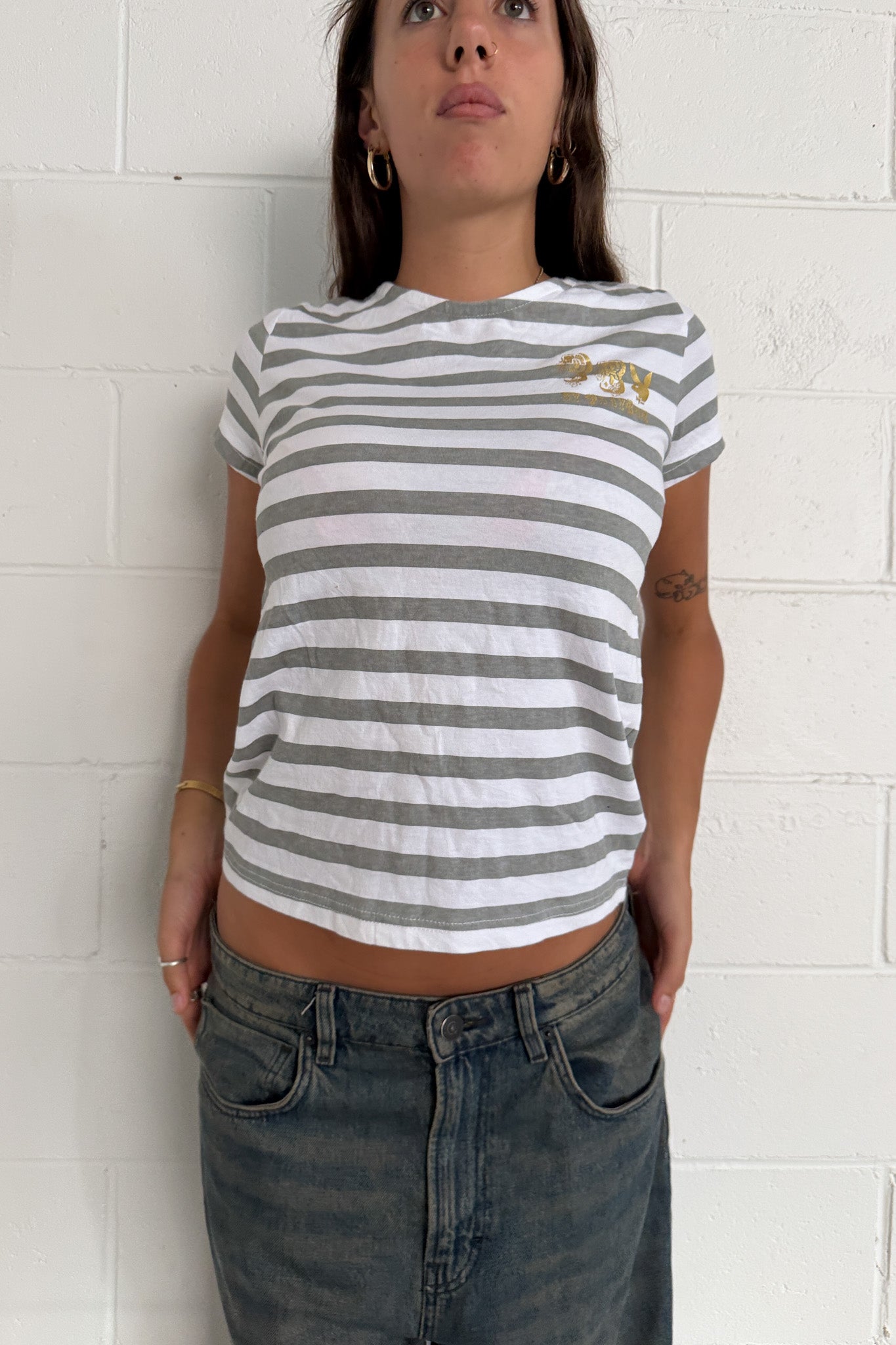 PLAYBOY pin-stripe tee ★ Size Medium