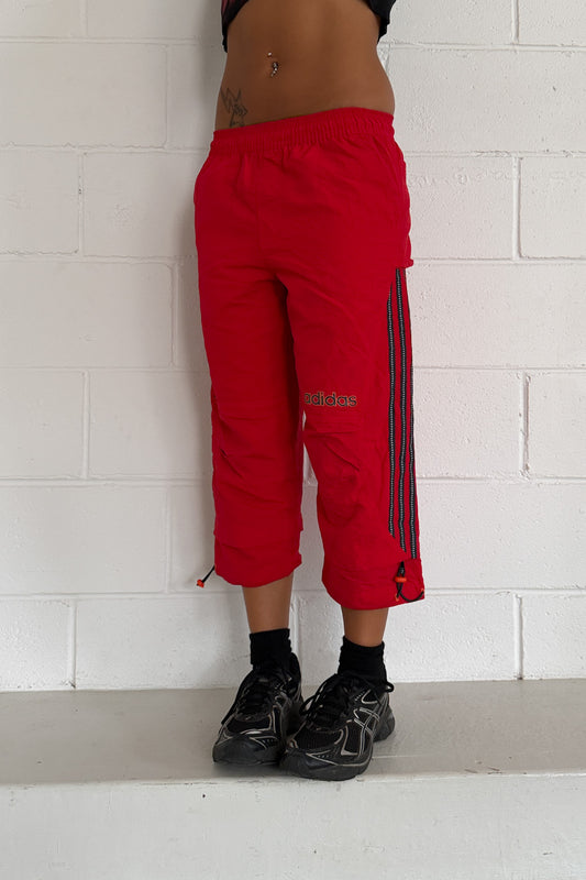 ADIDAS red spellout capris ★ Size XS
