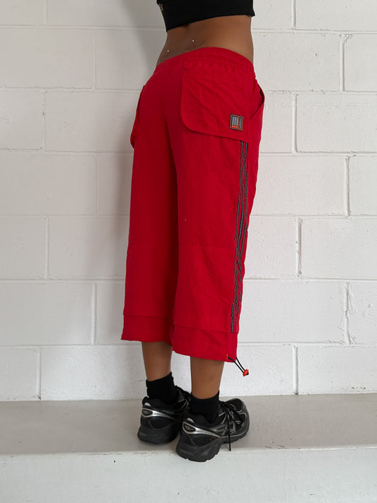 ADIDAS red spellout capris ★ Size XS