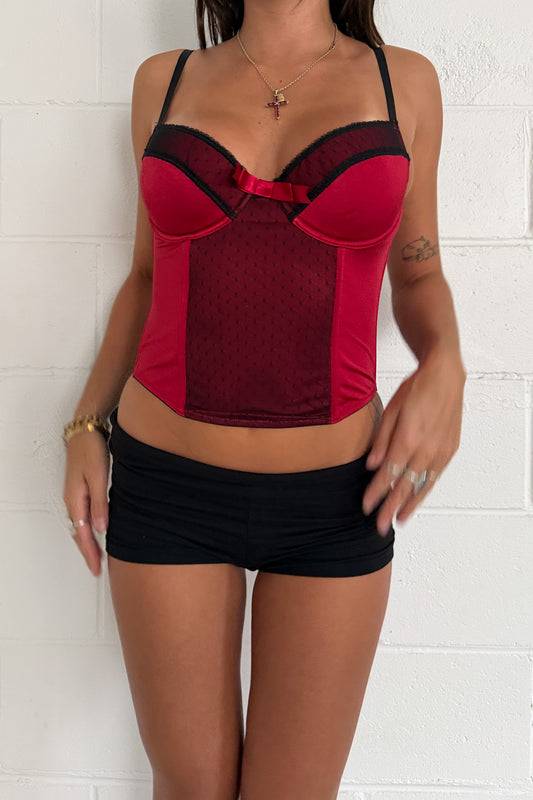 Red + black corset ★ Size est small-medium
