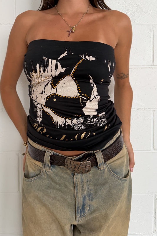 Black & gold studded diamante  top ★ Size est large