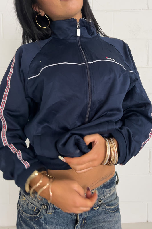 FILA blue + red stripe track jacket  ★ Size large