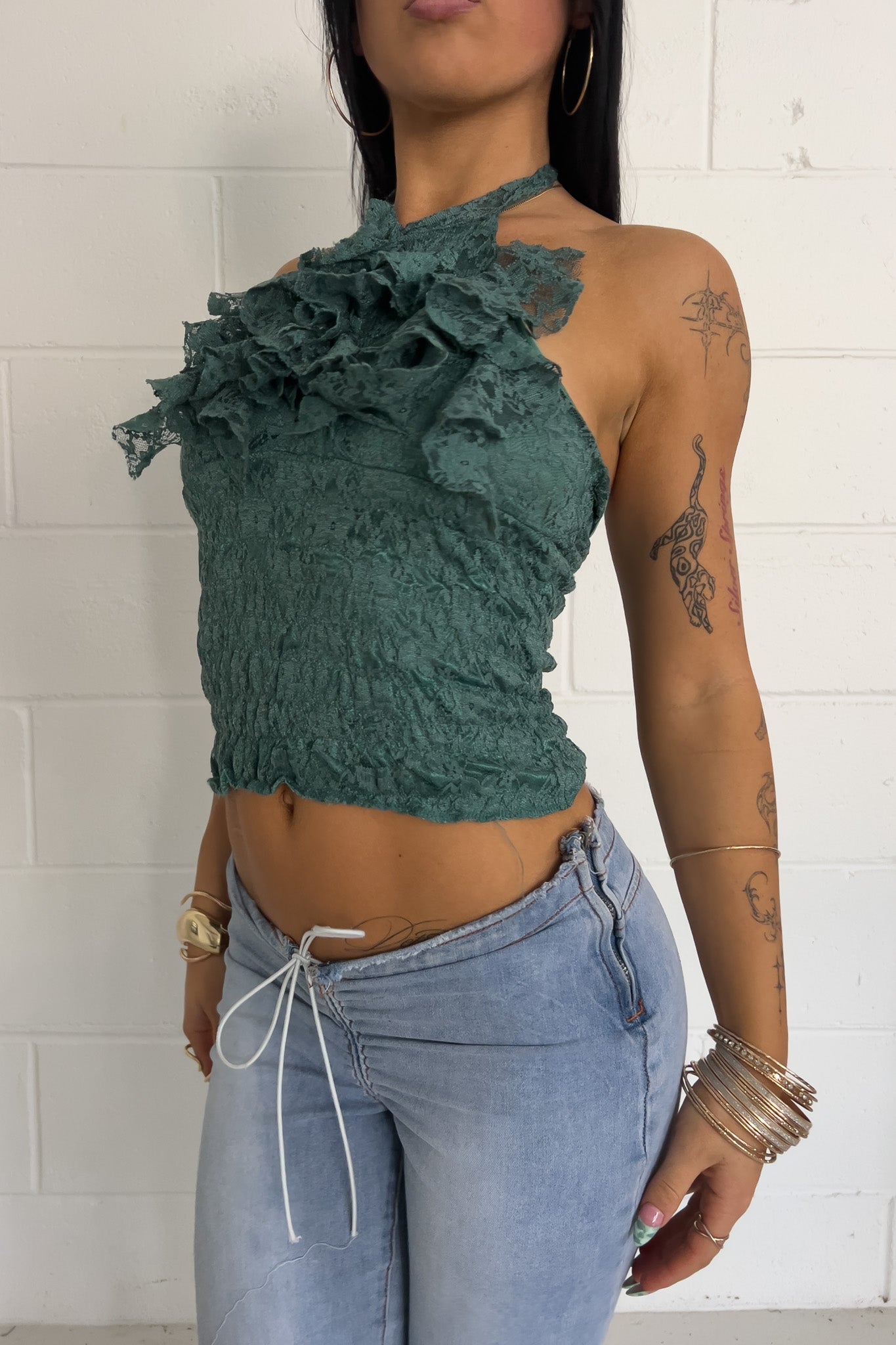 Teal lace top ★ Size est small
