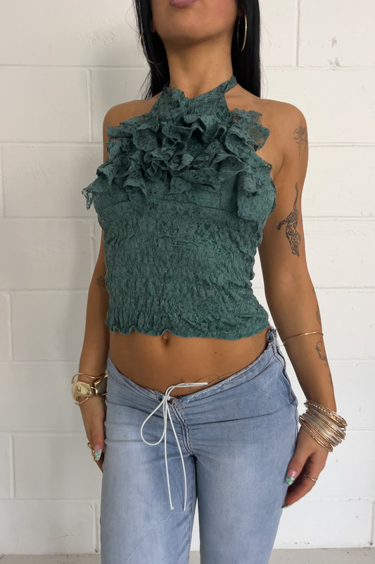Teal lace top ★ Size est small