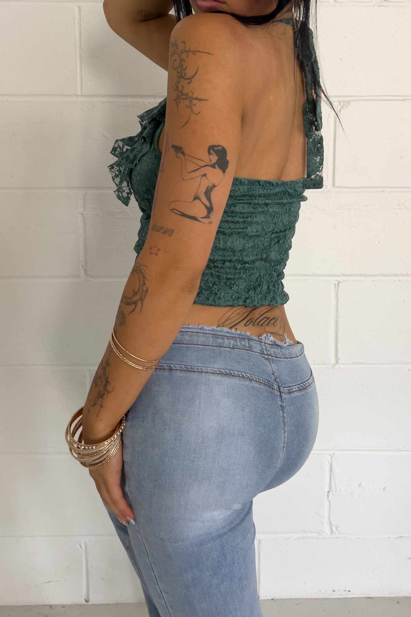 Teal lace top ★ Size est small