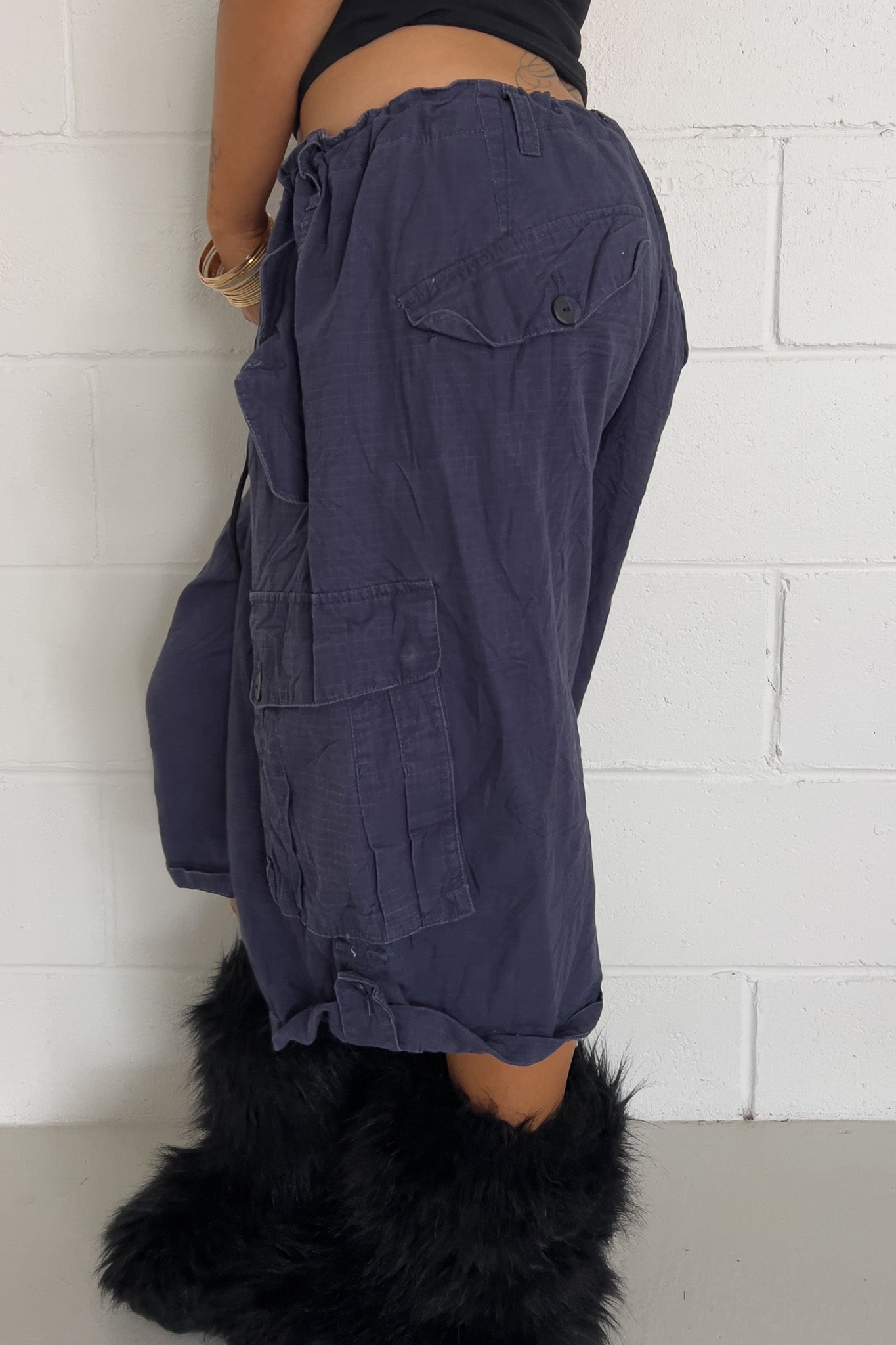 ROCWEAR navy plaid shorts ★ One size adjustable waist