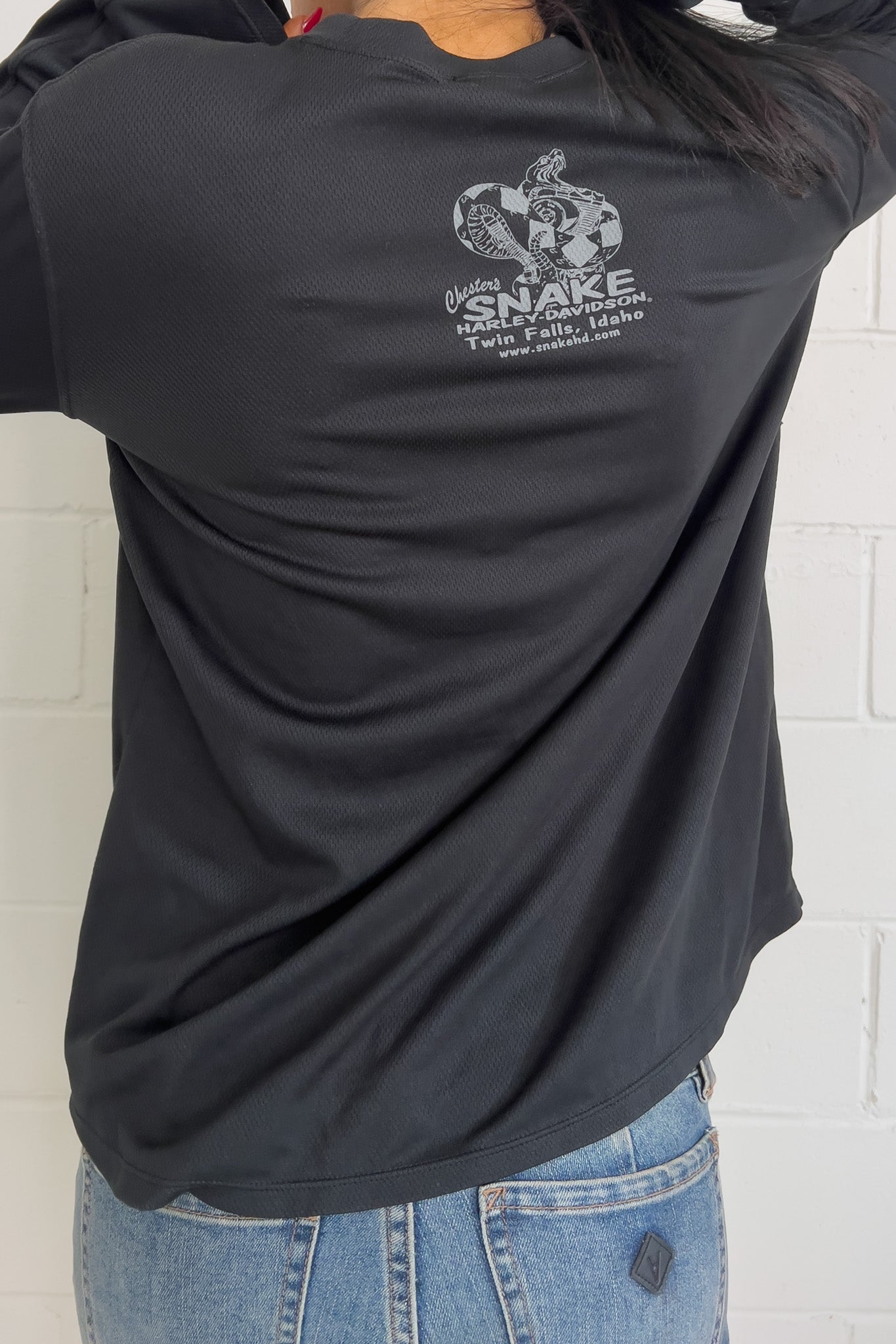 HARLEY DAVIDSON black long sleeve top  ★ Size labelled XL