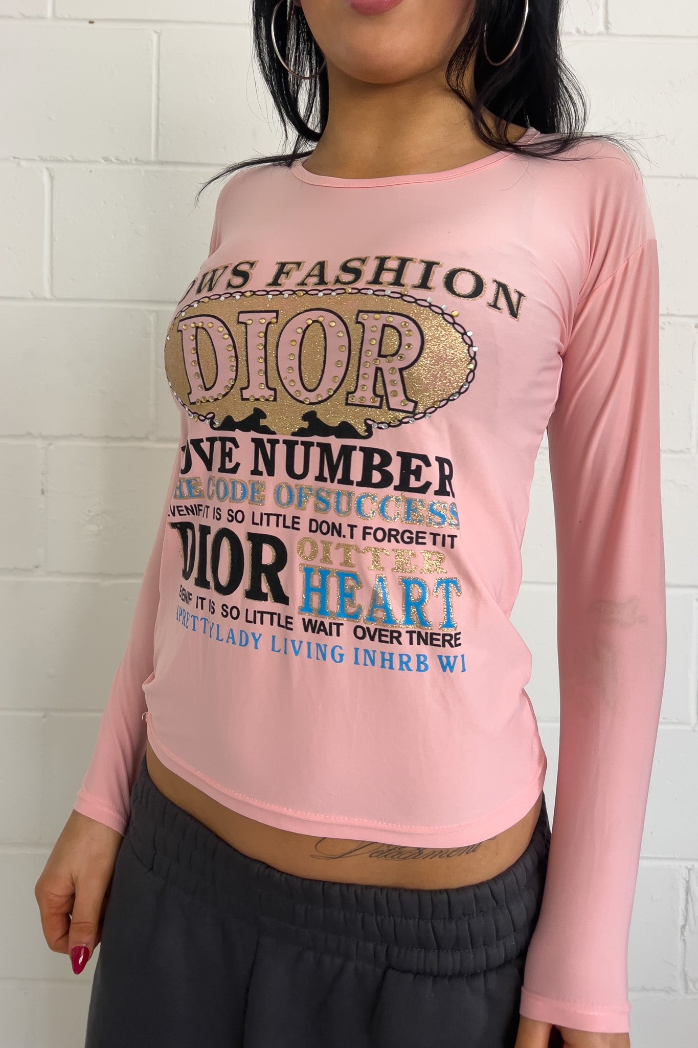 DIOR bootleg baby pink long sleeve ★ Size est medium