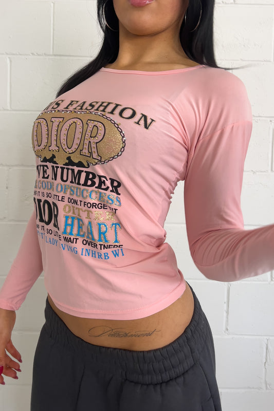 DIOR bootleg baby pink long sleeve ★ Size est medium