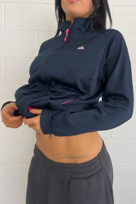 ADIDAS navy + pink logo track jacket ★ Size labelled medium