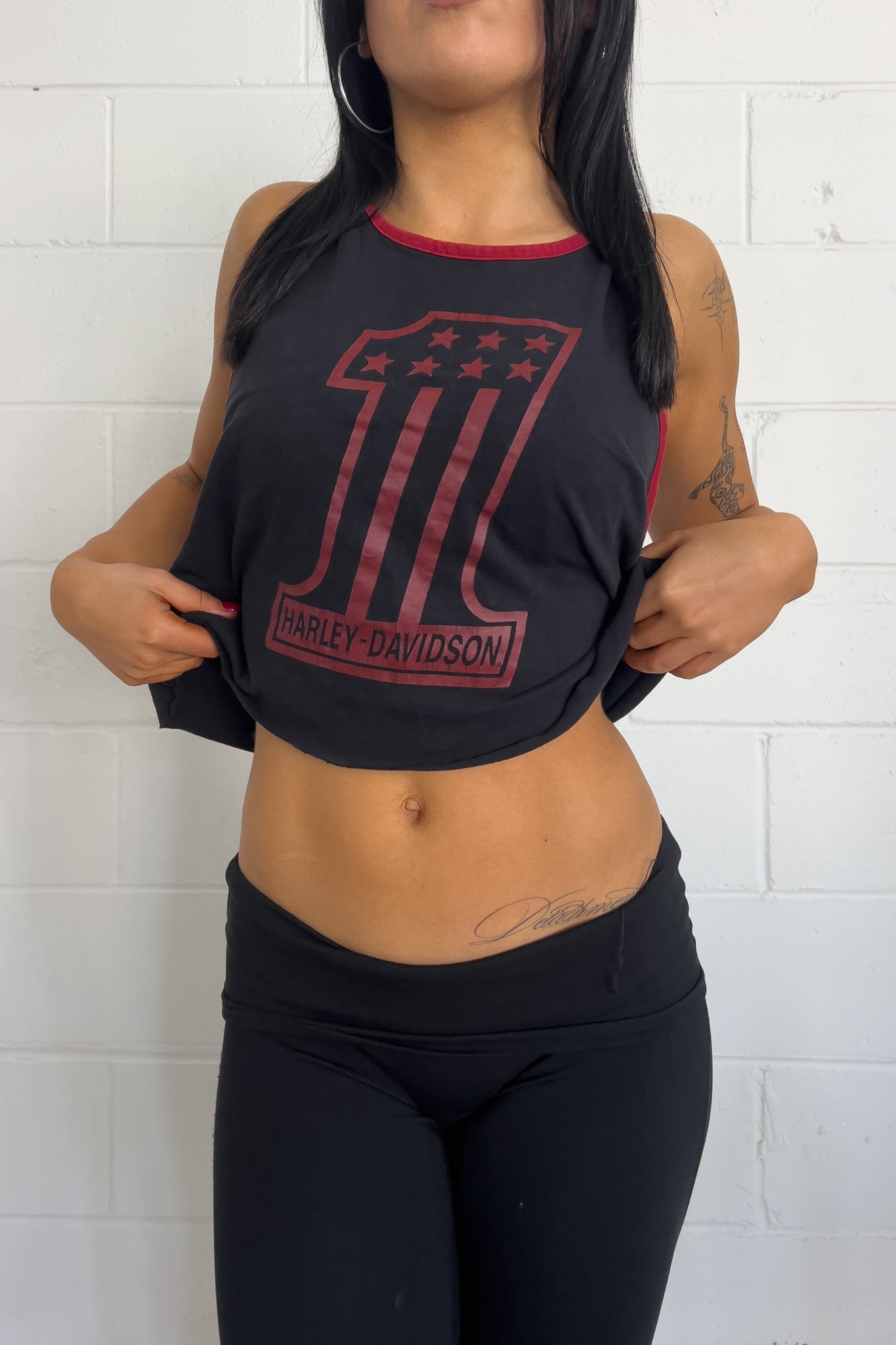 HARLEY DAVIDSON black + red halter top ★ Size labelled medium