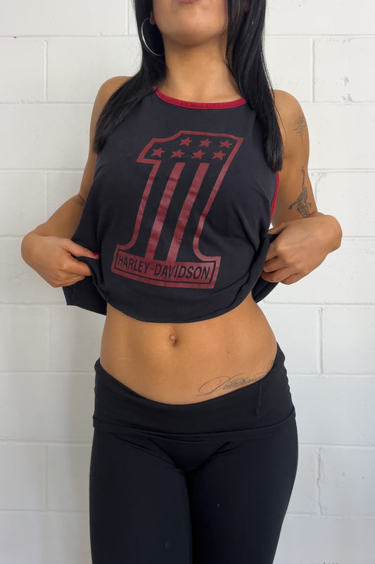HARLEY DAVIDSON black + red halter top ★ Size labelled medium
