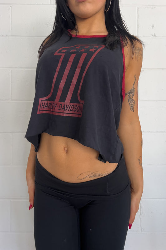 HARLEY DAVIDSON black + red halter top ★ Size labelled medium
