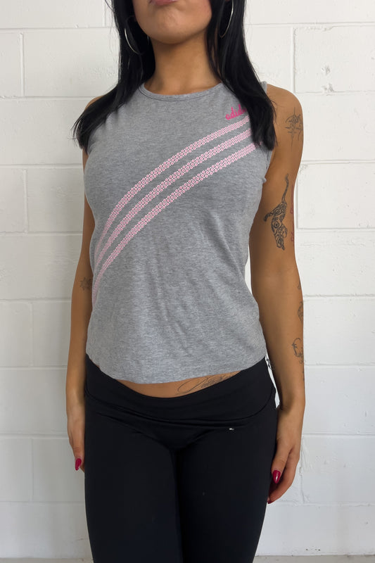 ADIDAS grey + pink top ★ Size labelled large