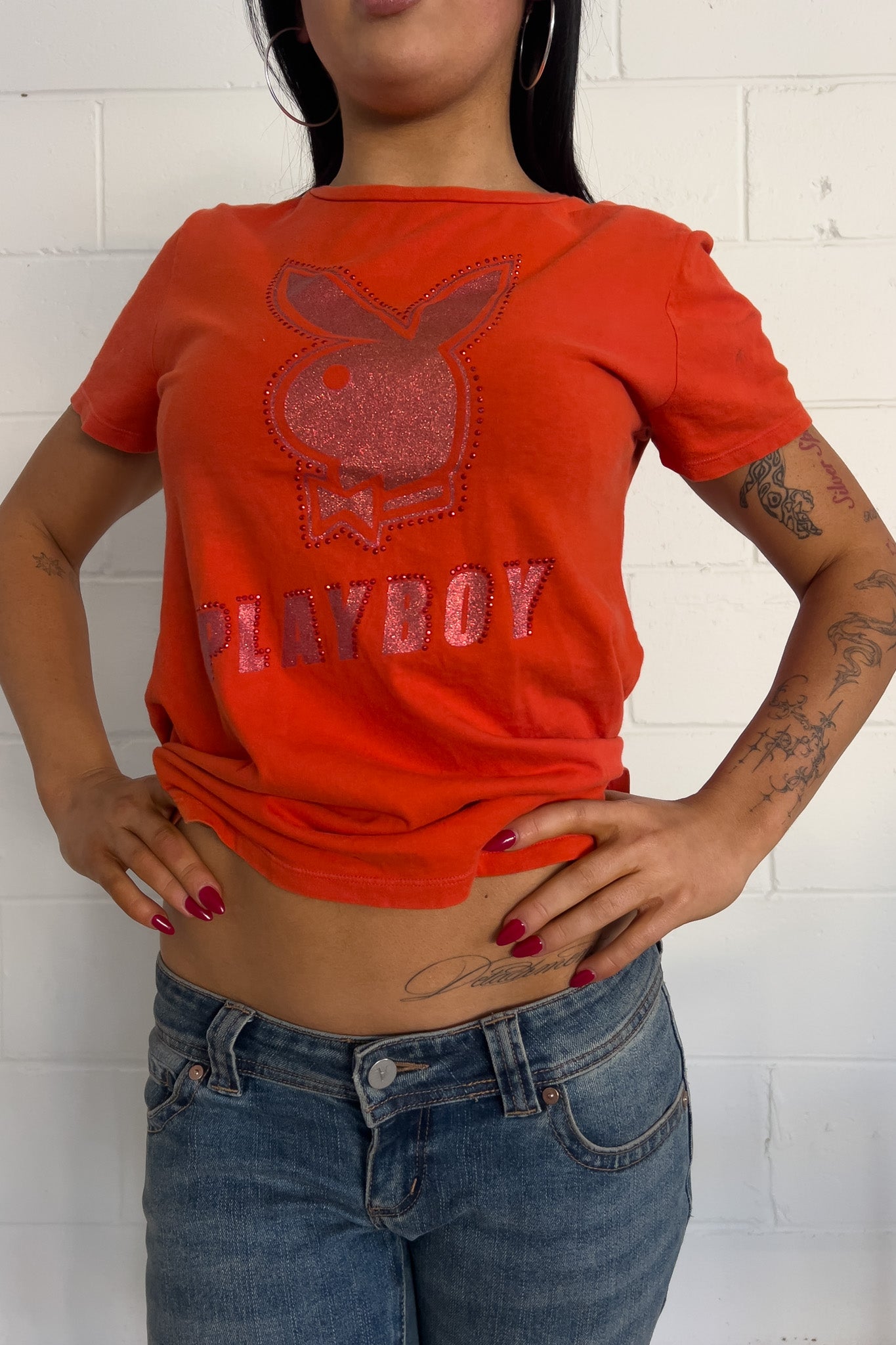 PLAYBOY orange top ★ Size labelled large