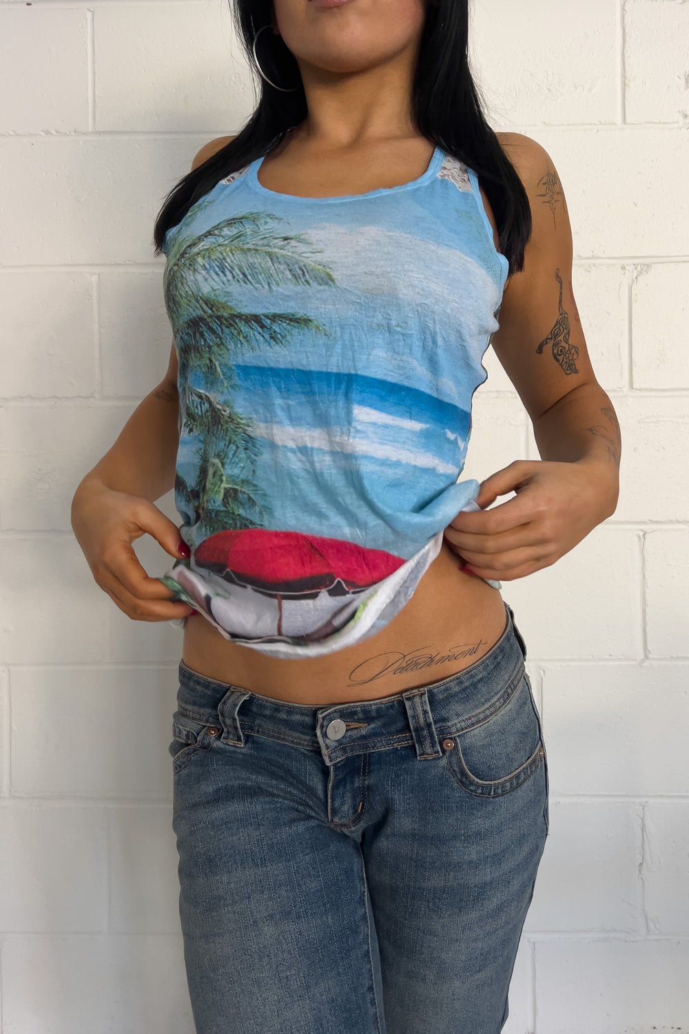 Blue "hawaii" tank ★ Size est large